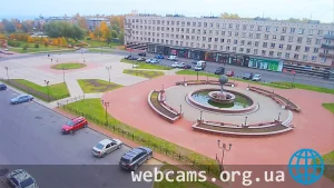 Webcam with a view of the fountain in the park of the 300th anniversary of Lomonosov town
