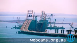 Веб-камера Крымского моста: панорама со стороны Керчи