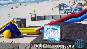Webcam on the beach of the Tropikanka recreation center in Kirillovka on the Fedot Spit